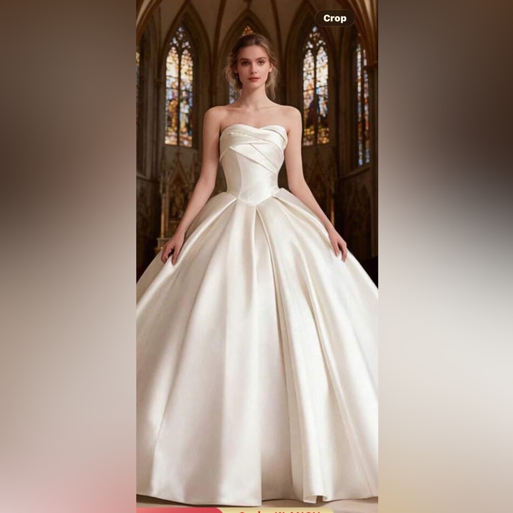 Elegant Strapless Satin Dress, NWT, extra support for strapless, white satin